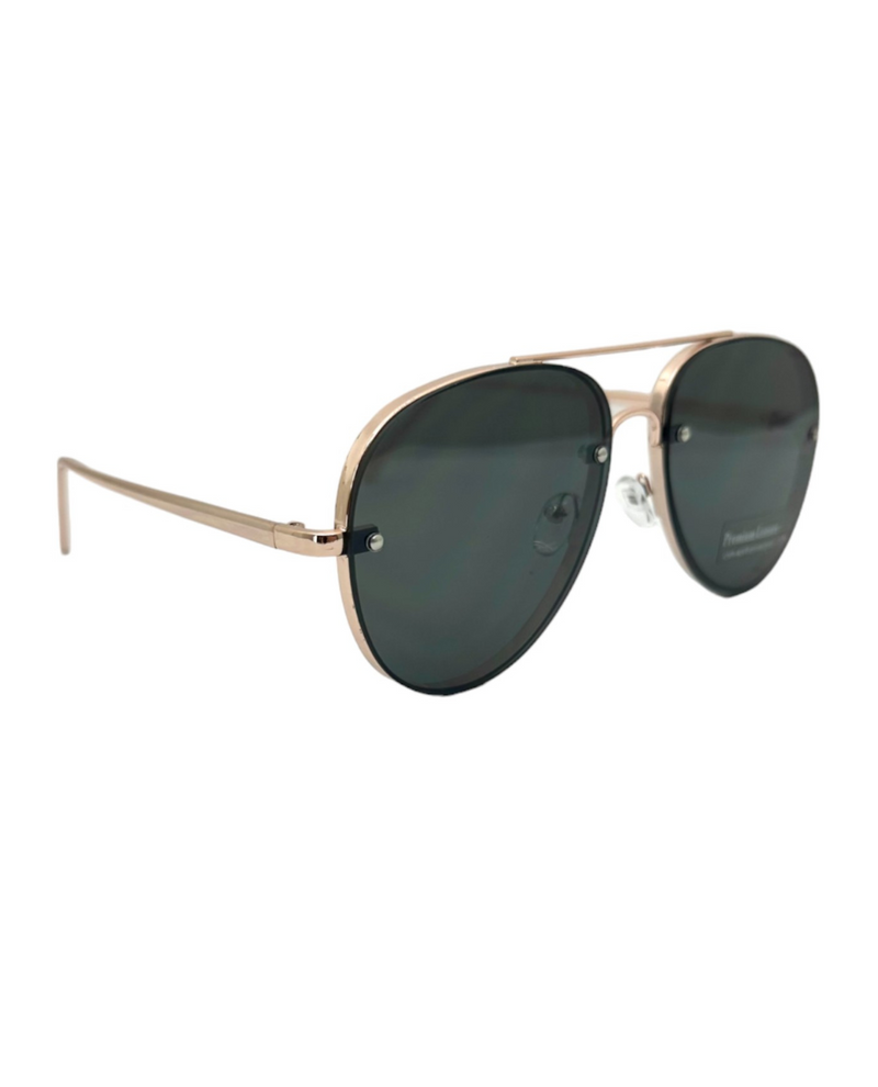 6312 AVIATOR MIRROR SUNGLASS, BLACK/GOLD