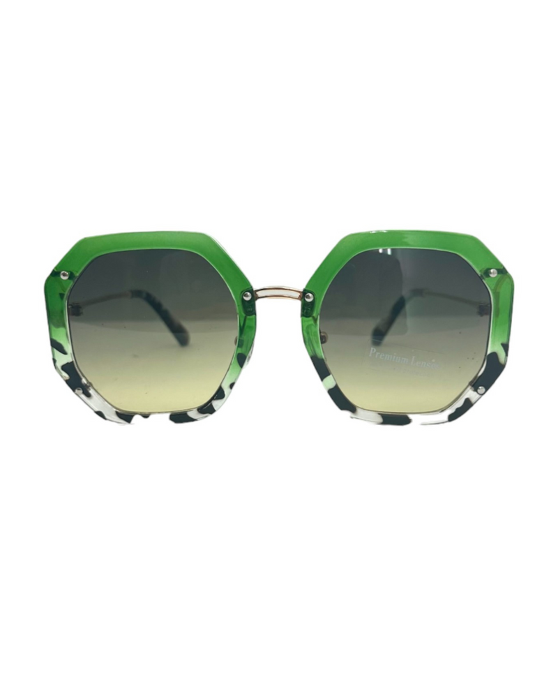 5699 ANGULAR ROUND SUNGLASS, GREEN