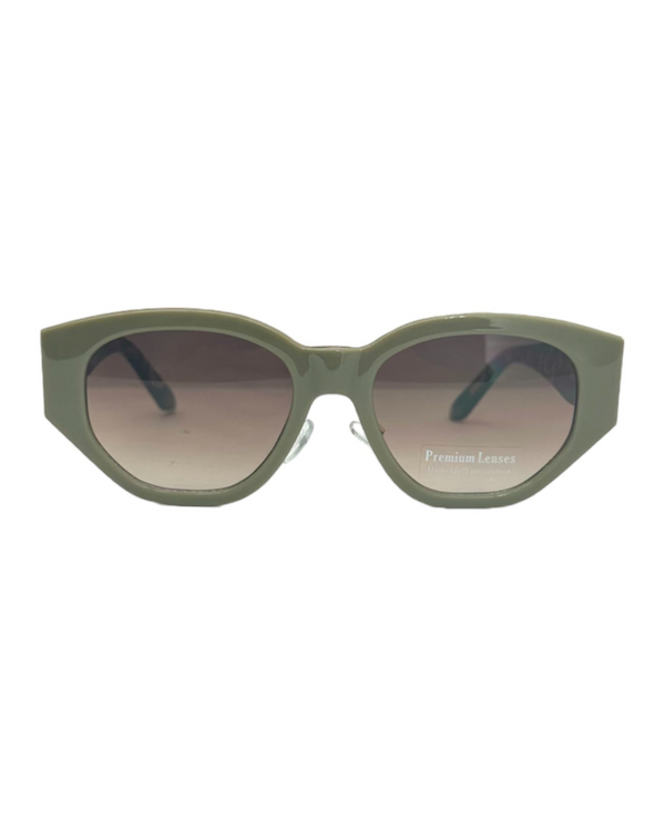 5693 GOLD TRIM SUNGLASS, GREEN/BROWN