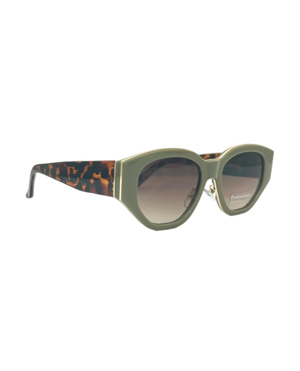 5693 GOLD TRIM SUNGLASS, GREEN/BROWN