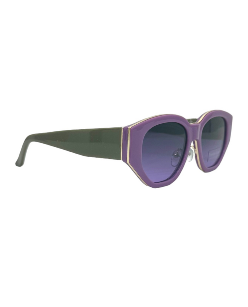 5693 GOLD TRIM SUNGLASS, PURPLE/GREEN