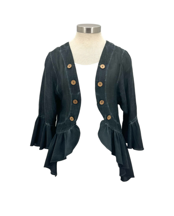 84824A JACKET W/GATHERED FLOUNCE, DARK GRAY