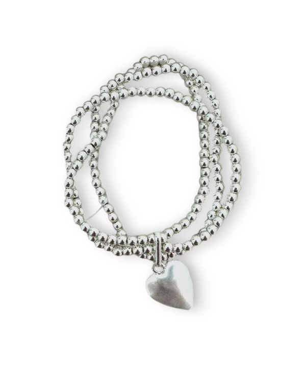 85257A 3 STRAND HEART BRACELET, SILVER