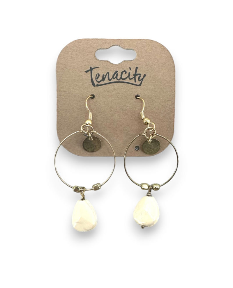 85066A CIRCLE DROP BEAD EARRING, IVORY