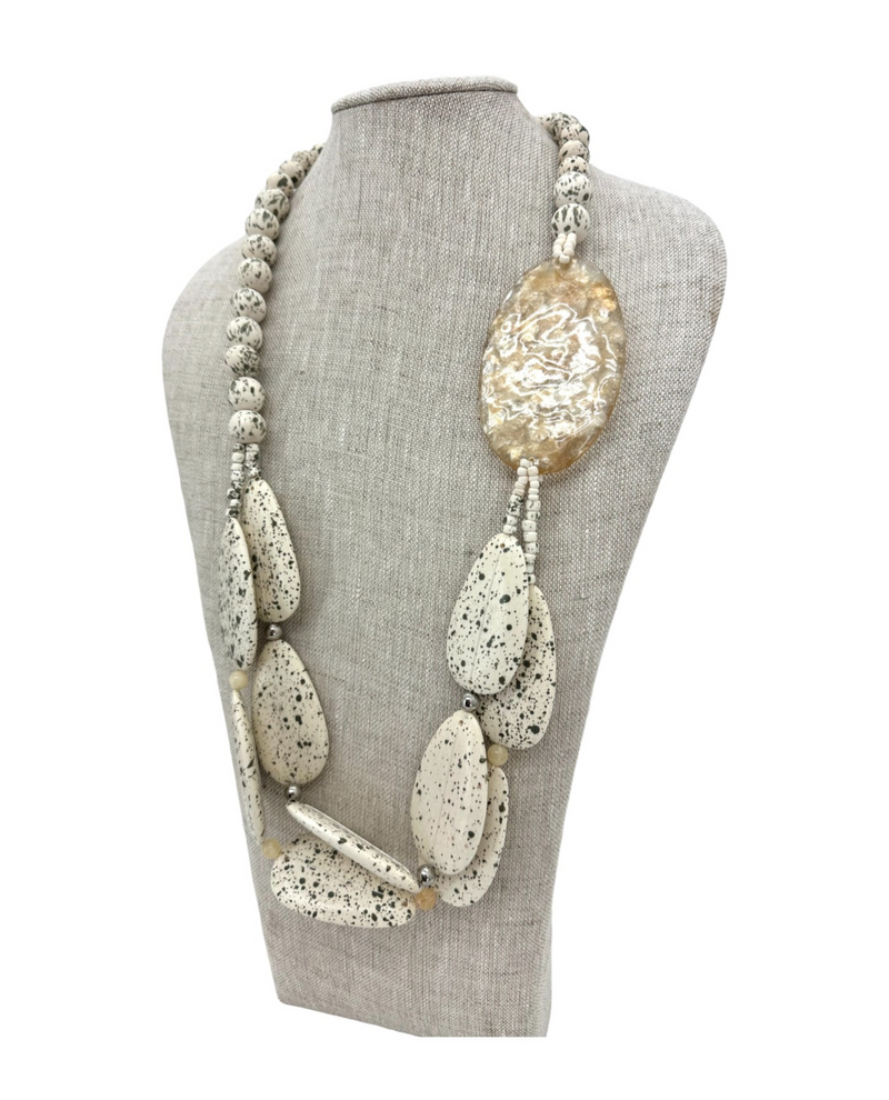 85578A SPECKLE OVAL BEADS NECKLACE SET