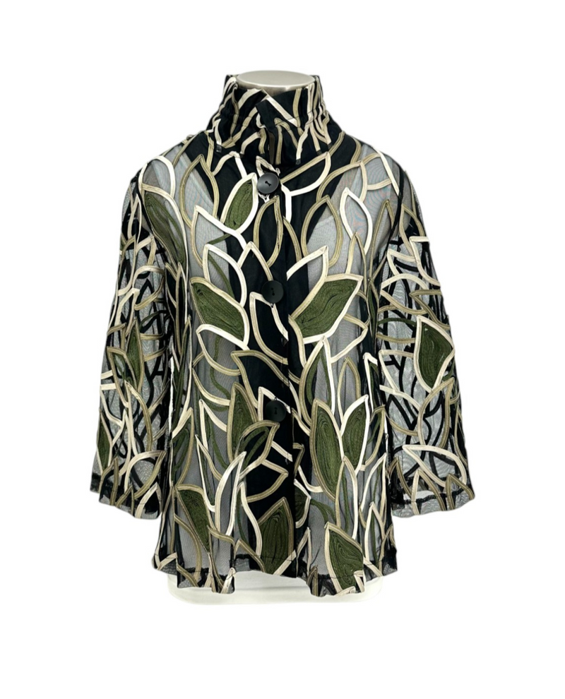 DAMEE 2395 FLORAL SOUTACHE JACKET, OLIVE/GOLD