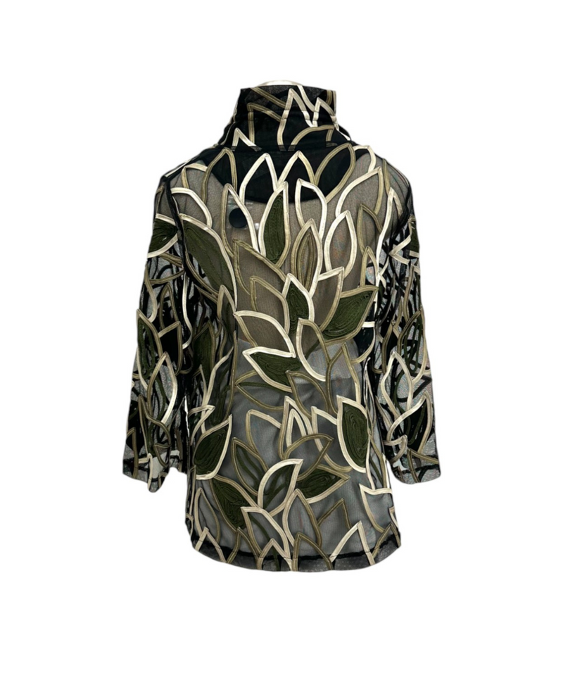 DAMEE 2395 FLORAL SOUTACHE JACKET, OLIVE/GOLD 