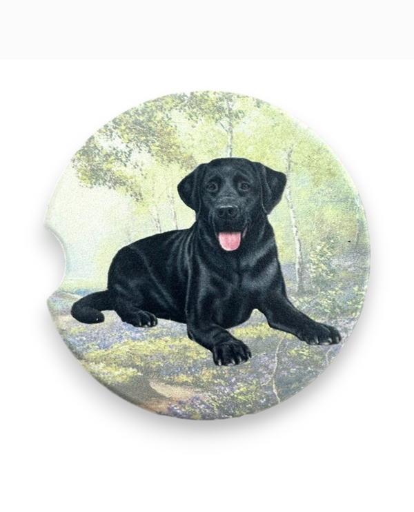 233-21 BLACK LAB LAYING CAR COASTER