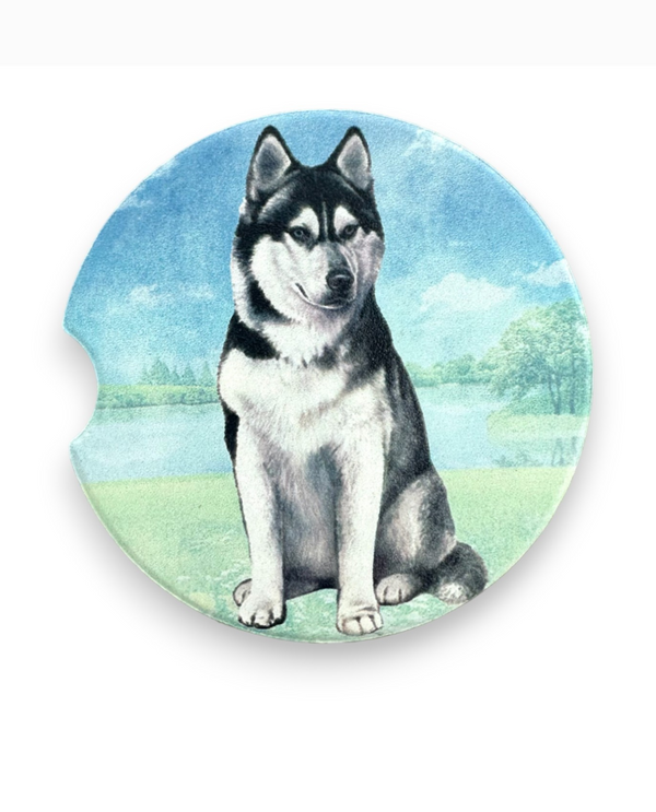 233-40 SIBERIAN HUSKY SITTING CAR COASTER