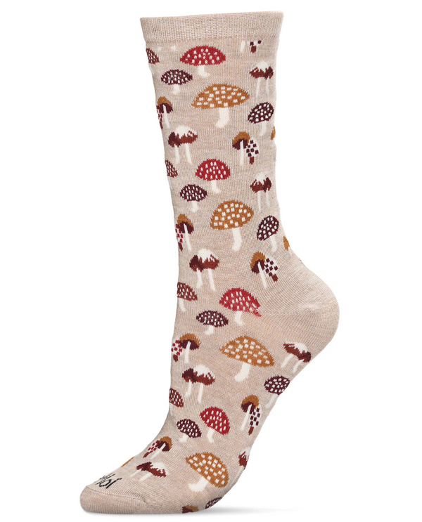 ME MOI MCV05739 MUSHROOM FIELDS BAMBOO CREW SOCKS