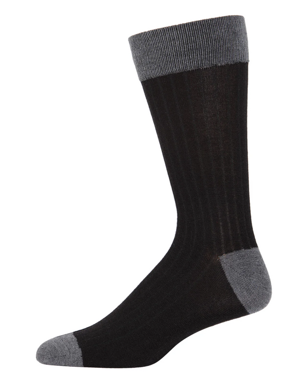 ME MOI ACL05879 RIBBED CASHMERE MEN'S CREW SOCKS