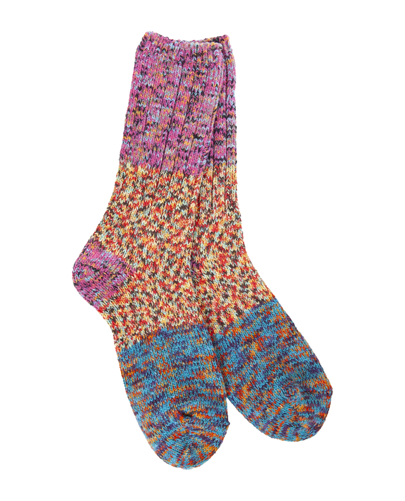 WORLD'S SOFTEST WRAGGCRW COLOR BLOCK SOCK, FIESTA