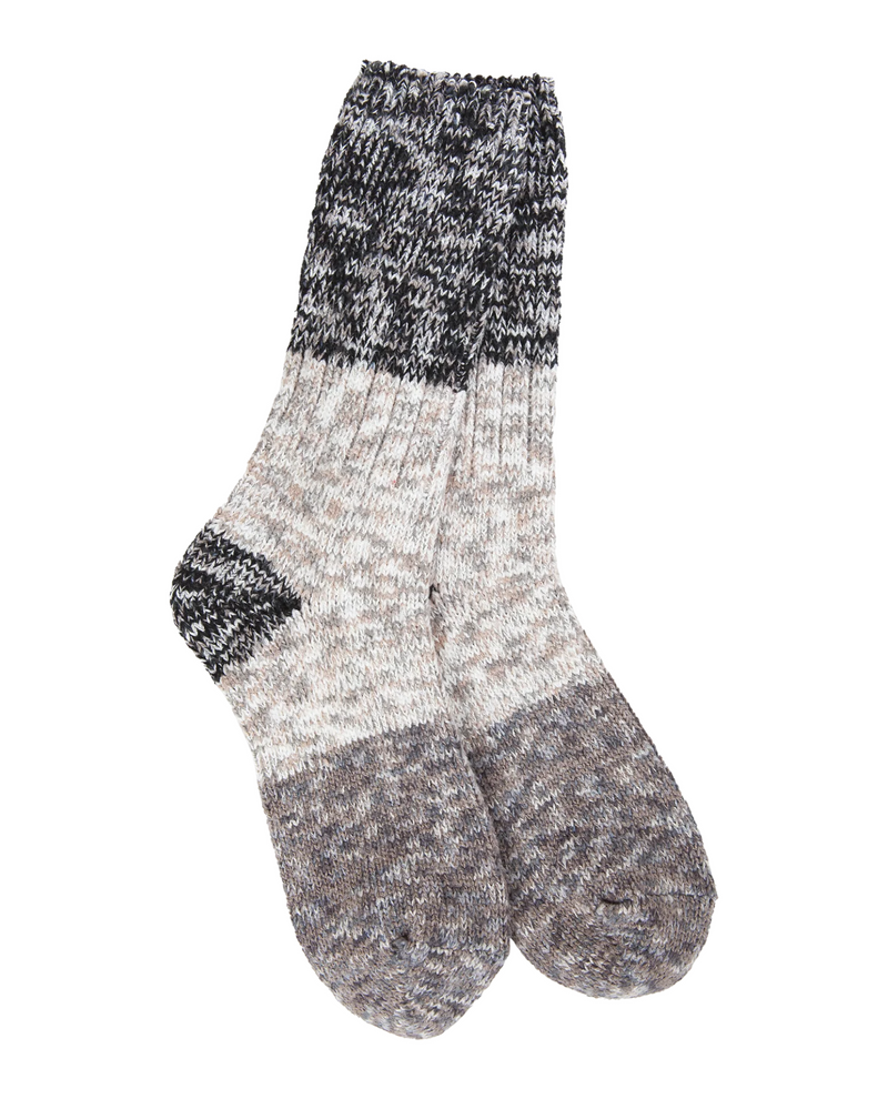 WORLD'S SOFTEST WRAGGCRW COLOR BLOCK SOCK, STONE