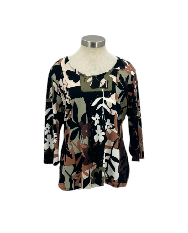 5011 LIGHTWEIGHT SWEATER, BROWN FLORAL