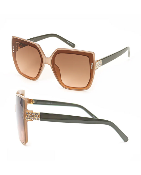 5771 RHINESTONE TRIM SUNGLASS, MOCHA