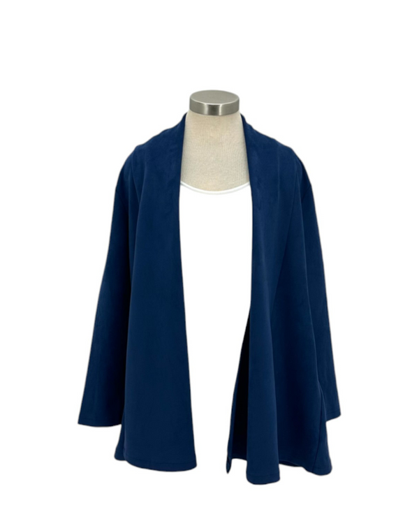 RADZOLI 23562 FAUX SUEDE WATERFALL JACKET, NAVY