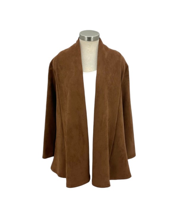 RADZOLI 23562 FAUX SUEDE WATERFALL JACKET, CAMEL