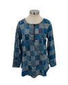 TANGO MANGO 88749 ZIP CHECK TOP WITH STONES BLUE