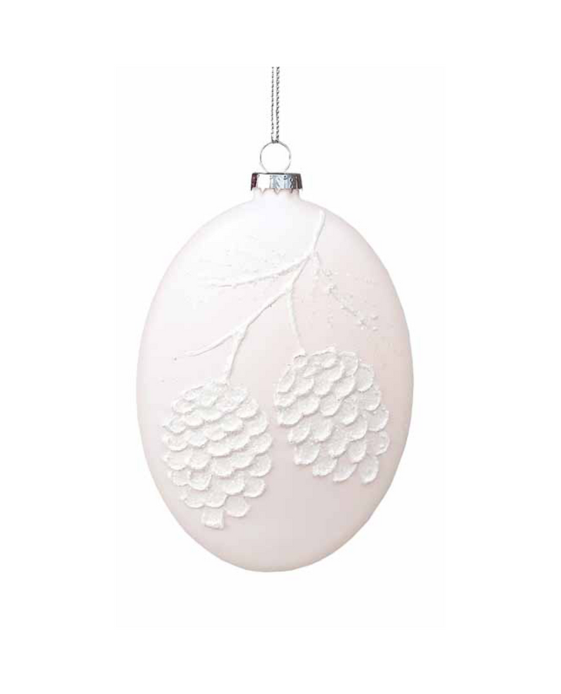 STONY CREEK WHITE ORNAMENT W PINECONES HSG4256