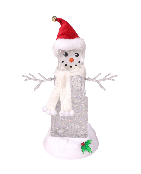 74710-C 11" ICE CUBE GLITTER SNOWMAN LANTERN SANTA HAT