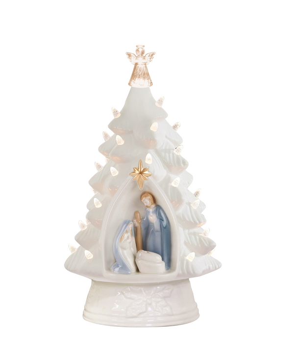 74594-C 12" CERAMIC NATIVITY LIGHT UP TREE