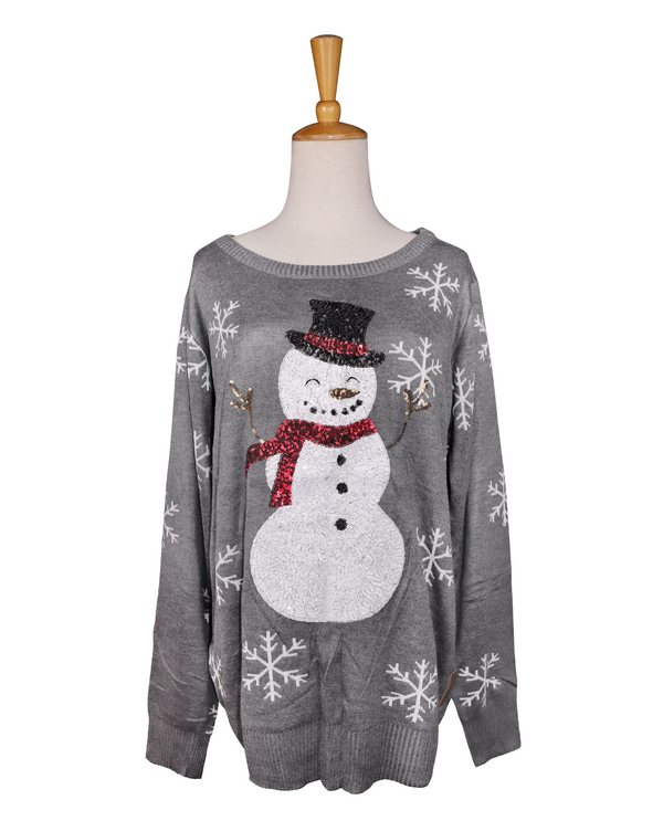 74424-FESTIVE SNOWMAN SEQUIN SWEATER