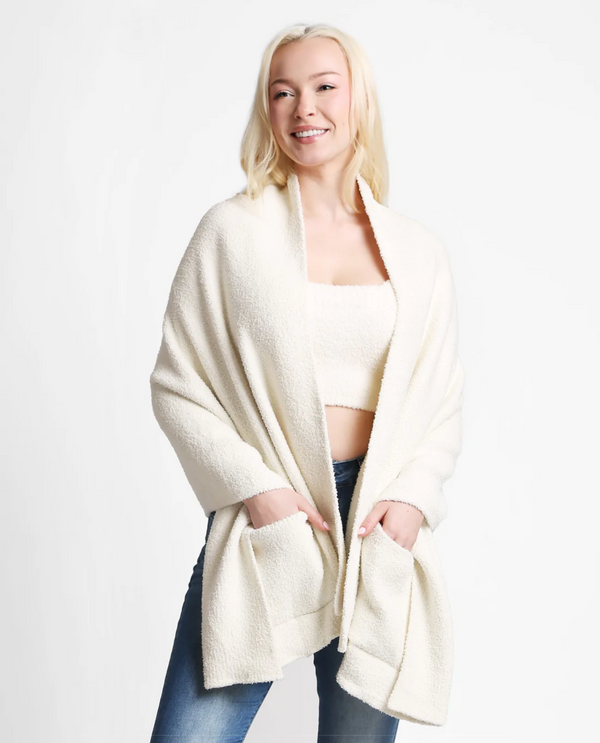 JCL6212 COMFY LUXE OPEN SHAWL WITH POCKETS