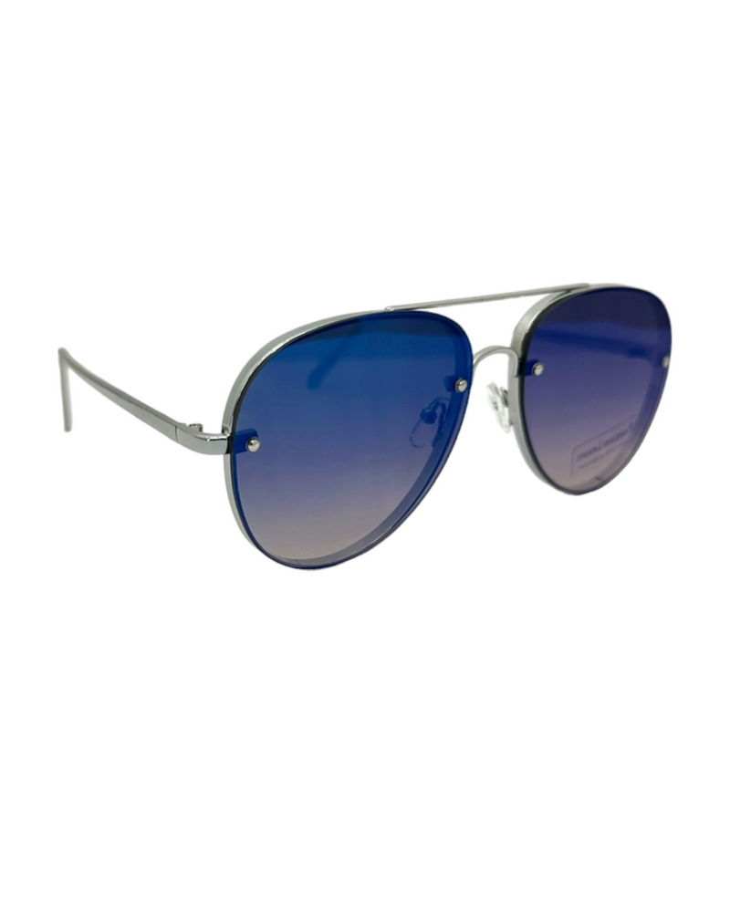 6312 AVIATOR MIRROR SUNGLASS, BLACK/SILVER