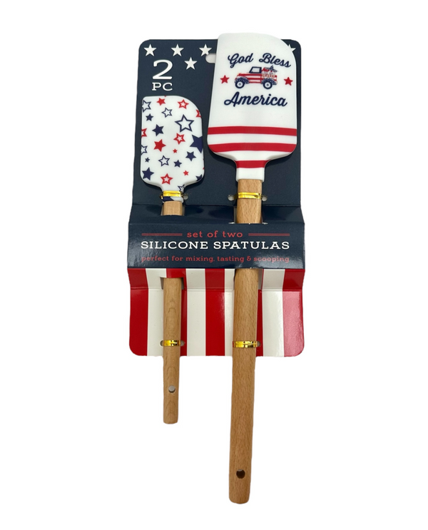 AMERICANA 2 PACK WOODEN SPATULAS, GOD BLESS