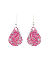 D'EARS 1495 SM TEARDROP PINK PAISLEY EARRINGS