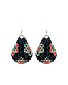 D'EARS 1142 BLACK TILE FLORAL EARRINGS