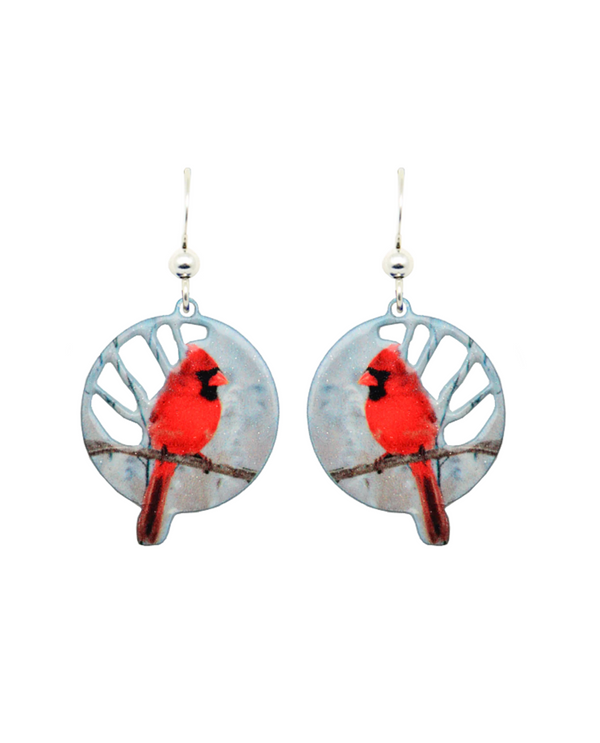 D'EARS 2344 CARDINAL BIRD CIRCLE EARRING