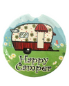 ABSORBANT STONE CAR COASTER Made in USA, HAPPY CAMPER