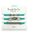 MAYA J BRACELET HAIR TIES HT33/55, TEAL/SILVER