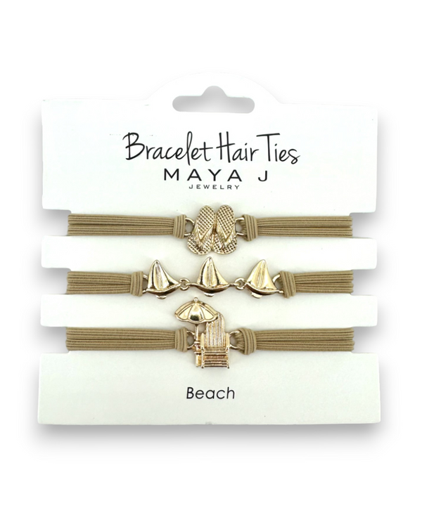 MAYA J HT57 MARINER BEACH BRACELET HAIR TIE, BEIGE/GOLD