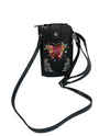 2061W205 BUTTERFLY CELL PHONE CROSSBODY BAG, BLACK