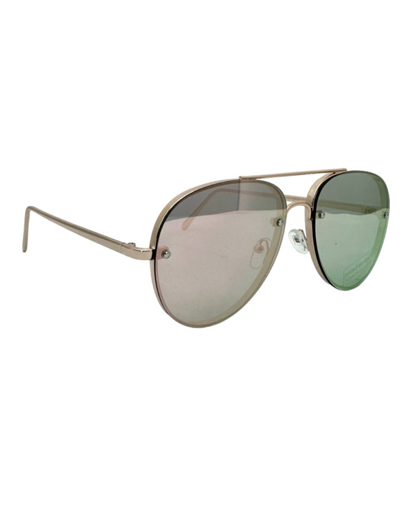 6312 AVIATOR MIRROR SUNGLASS, ROSE/GOLD