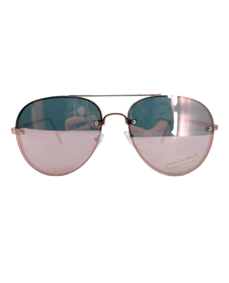 6312 AVIATOR MIRROR SUNGLASS, ROSE/GOLD 