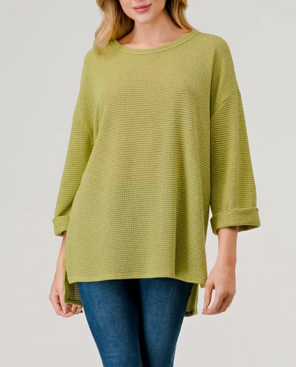 HEIMIOUS T732 OPEN KNIT JACQUARD BOXY TOP