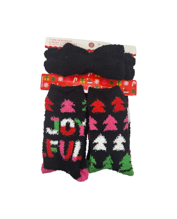 X-MAS-ST/3 CHRISTMAS HEADBAND/2 PR SOCK SET JOYFUL