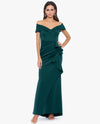 XSCAPE 4793XN OFF SHOULDER RUFFLE DRESS HUNTER