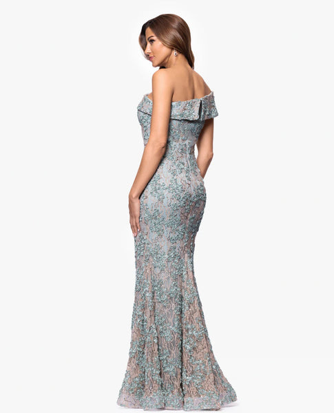 xscape dresses 6922X SOUTACHE LACE GOWN Hidden Back Zipper Details Size:32A Black and White Collection Huddersfield