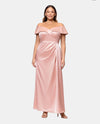 XSCAPE 7274X OFF SHOULDER SATIN A-LINE ROSE
