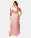XSCAPE 7274X OFF SHOULDER SATIN A-LINE ROSE