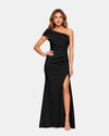 XSCAPE 7280XA RUCHED ONE SHOULDER SHEATH GOWN BLACK