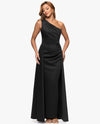 XSCAPE 7357X ONE SHOULDER BACK DRAPE GOWN BLACK