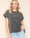 VOCAL Y3065S SHORT SLEEVE DYED TOP WITH STONES BLACK