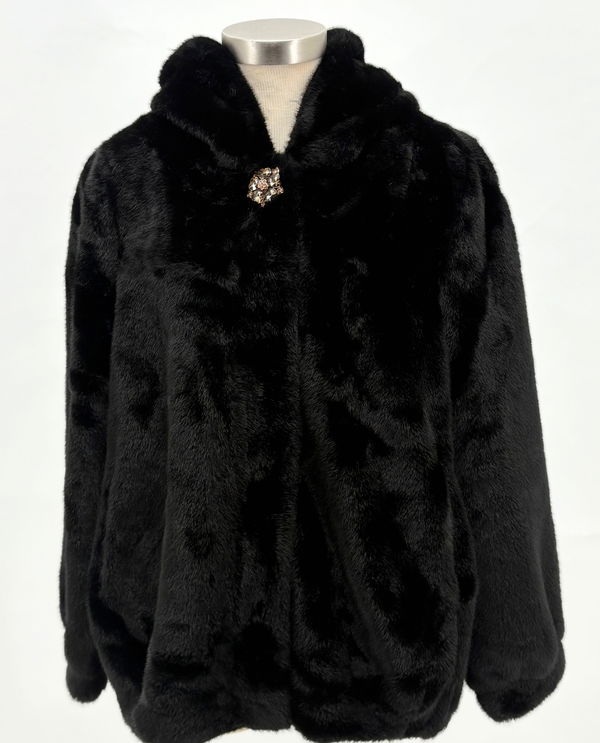 Y980 FAUX FUR HOODED JACKET BLACK
