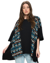 YAK & YETI 23819 OVERSIZED RIBBED PONCHO ONE SIZE BLACK
