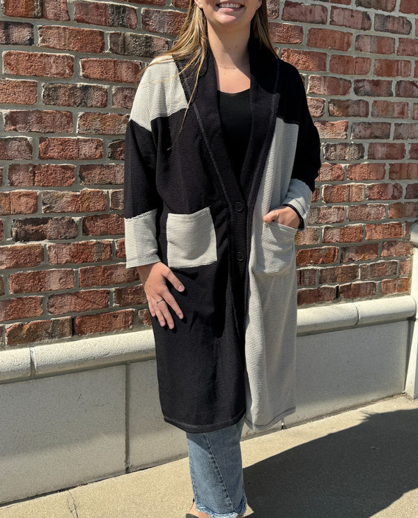 YAK & YETI 24626 BOHO PATCHWORK CARDIGAN BLACK